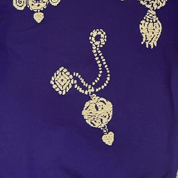 Escada by Margaretha Ley Vintage Purple Wool Sweater w/ Gold Embroidery Size 38 - Picture 11 of 15